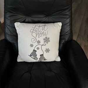 Let It Snow Decorative Pillow - White and Gray